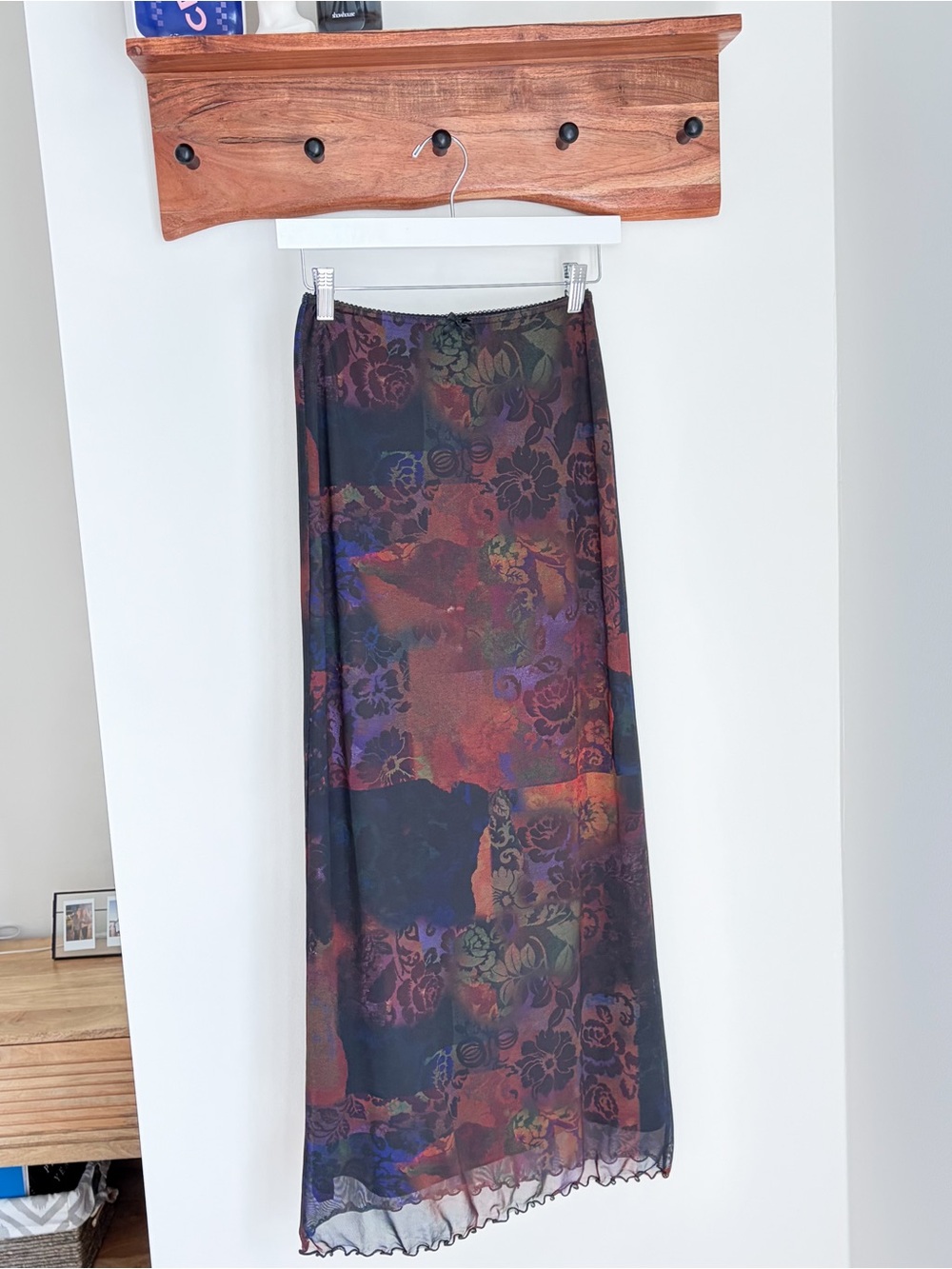 Urban Outfitters NWT UO Contour Flocked Mesh Maxi Skirt XS